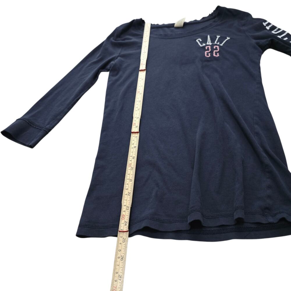 Vintage Hollister Y2K Graphic Long Sleeve Tee Navy Blue Large - Picture 6 of 7
